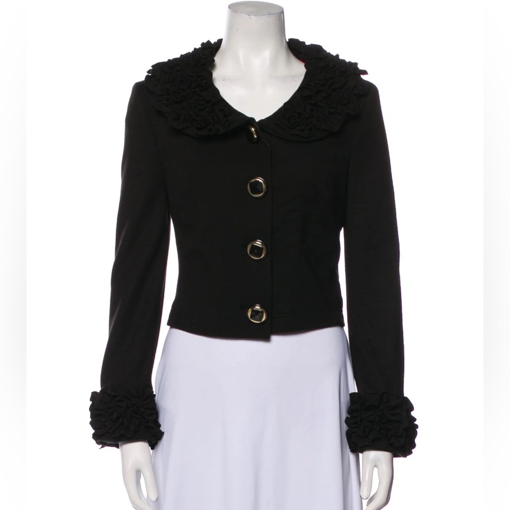 D&G Black Blazer with Red Accents and Ruffle Details